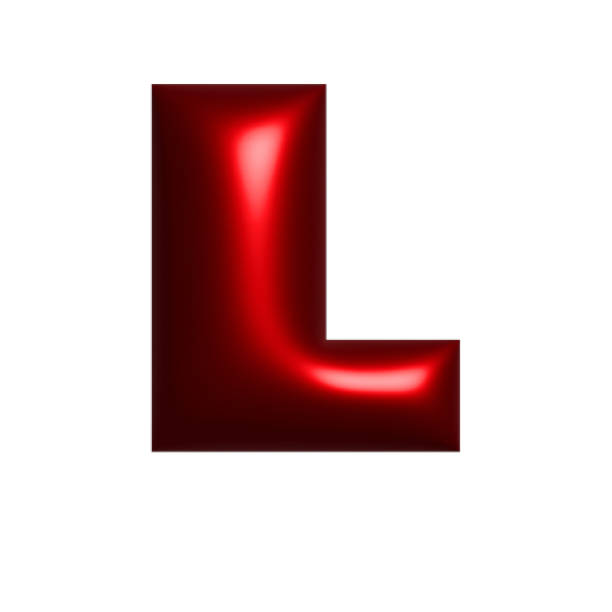 istock Red metal shiny reflective letter L 3D illustration 2102887070