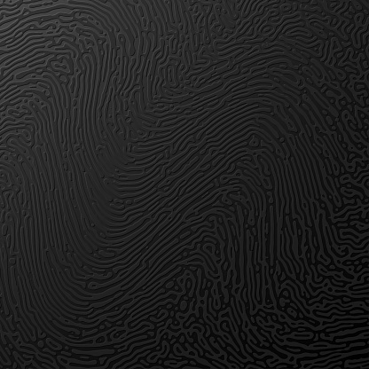 Organic tactile embossed wavy texture. Abstract black monochrome reaction diffusion Turing pattern background. Vector illustration