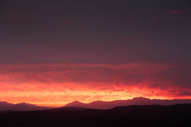 Dramatic cloudscape and sunset over the sea.