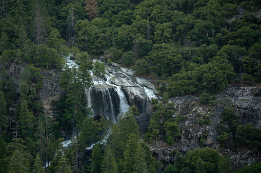 Snow Creek Falls Tumbles Over Granite Cliffs in Yosemite National Park