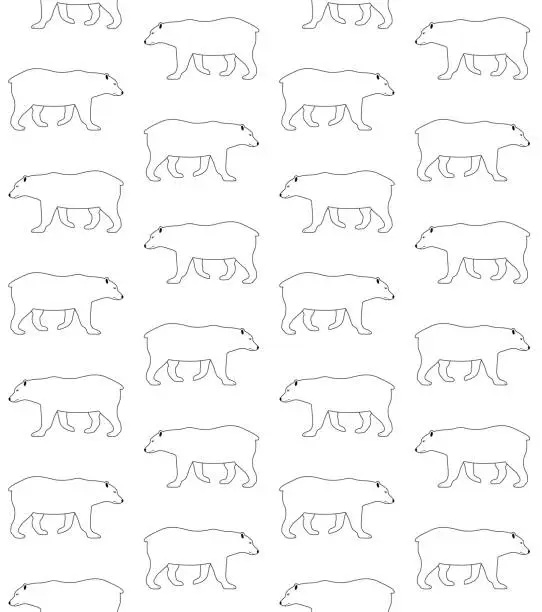 Vector illustration of Vector seamless pattern of flat hand drawn grizzly bear