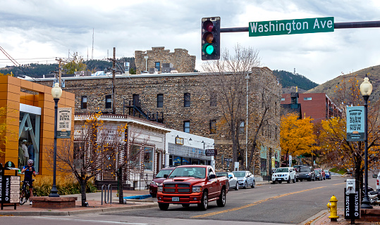 Golden,CO - October 22,2017:Historic heart of Golden city, Colorado.Historical district, features a bustling entertainment scene with bars and restaurants.