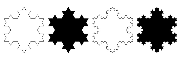 outline silhouette Koch snowflake icon isolated on white background