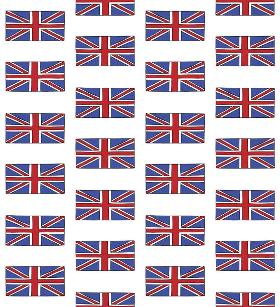 Vector illustration of Vector seamless pattern of hand drawn doodle sketch Great Britain flag
