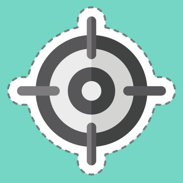 istock Sticker line cut Target. related to Military And Army symbol. simple design illustration 2103045544