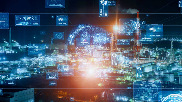 istock Industrial technology concept. Communication network. INDUSTRY 4.0. Factory automation. 2103050869