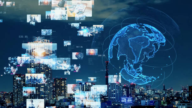 istock Digital contents concept. Social networking service. Streaming video. Global communication network. 2103051924