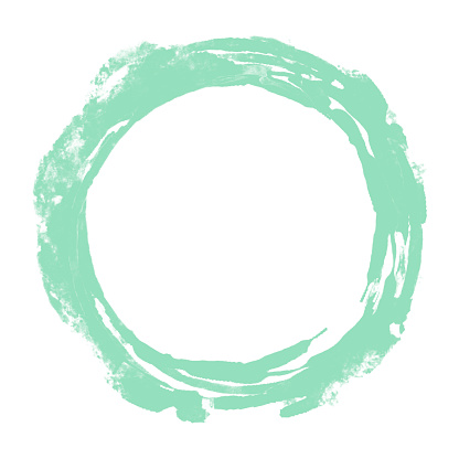 Watercolor Painting - Mint Green Circle Frame - Copy Space