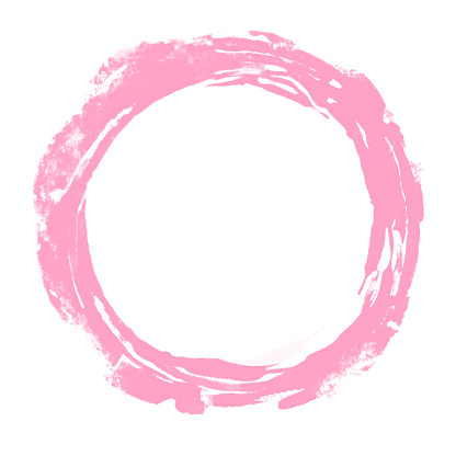 watercolor brush paint circles shape with a hand drawn in the paper on white background.