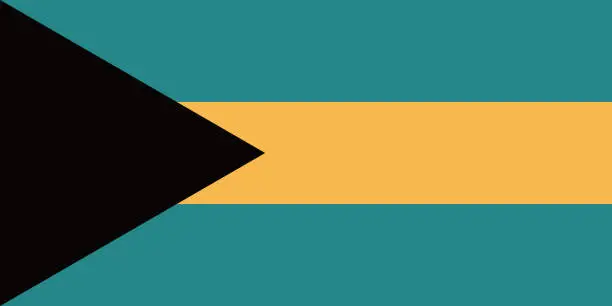 Vector illustration of Bahamas flag. Standard size. The official ratio. A rectangular flag. Standard color. Flag icon. Digital illustration. Computer illustration. Vector illustration.