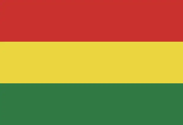 Vector illustration of Bolivia flag. Standard size. The official ratio. A rectangular flag. Standard color. Flag icon. Digital illustration. Computer illustration. Vector illustration.