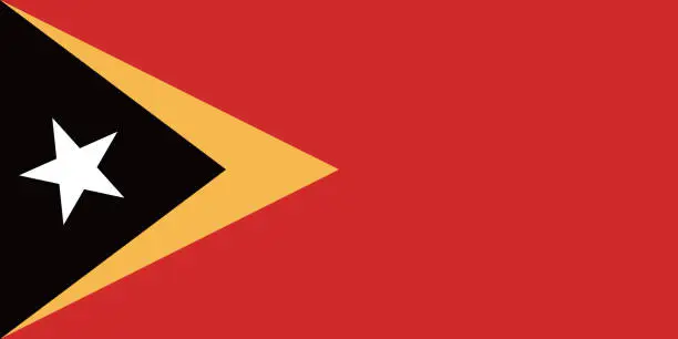 Vector illustration of East Timor flag. Standard size. The official ratio. A rectangular flag. Standard color. Flag icon. Digital illustration. Computer illustration. Vector illustration.