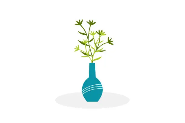 Vector illustration of Little flower in a green vase