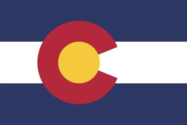 Vector illustration of Colorado flag. Standard size. The official ratio. A rectangular flag. Standard color. Flag icon. Digital illustration. Computer illustration. Vector illustration.