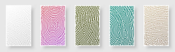 istock Set of paper cards with textured pattern design and rough contrast curve lines. Psychedelic banner, flier, invitation, booklet. 2103125632