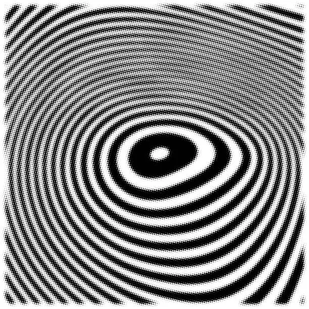 Vector illustration of Halftone Spiral with Graduated Waves