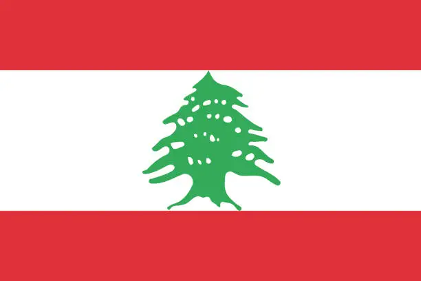 Vector illustration of Lebanon flag. Standard size. The official ratio. A rectangular flag. Standard color. Flag icon. Digital illustration. Computer illustration. Vector illustration.