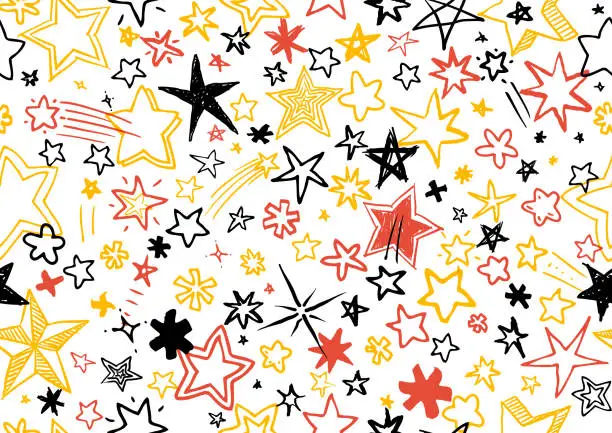 Vector illustration of Fun seamless star doodles and children's sketches