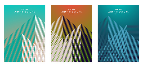 Vector abstract line art style architectural construction cover brochure design template backgrounds