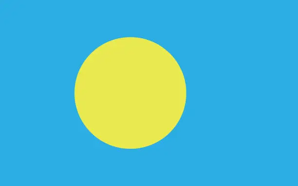 Vector illustration of Palau flag. Standard color. Rectangular icon. A rectangular flag. Digital illustrations. Computer illustration. Vector illustration.