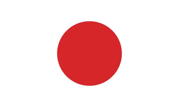 Vector illustration of Japan flag. Standard size. The official ratio. A rectangular flag. Standard color. Flag icon. Digital illustration. Computer illustration. Vector illustration.