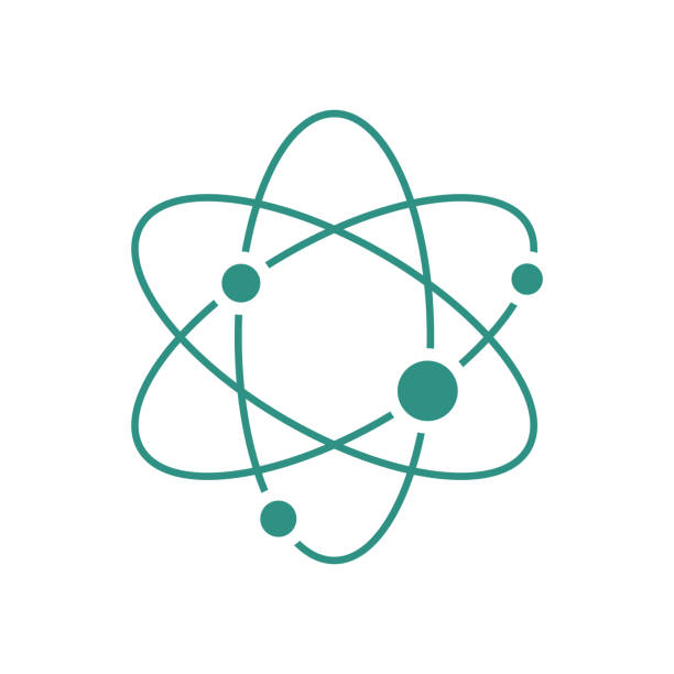 vektor ikon laboratorium neutron atom molekuler - daya nuklir ilustrasi stok