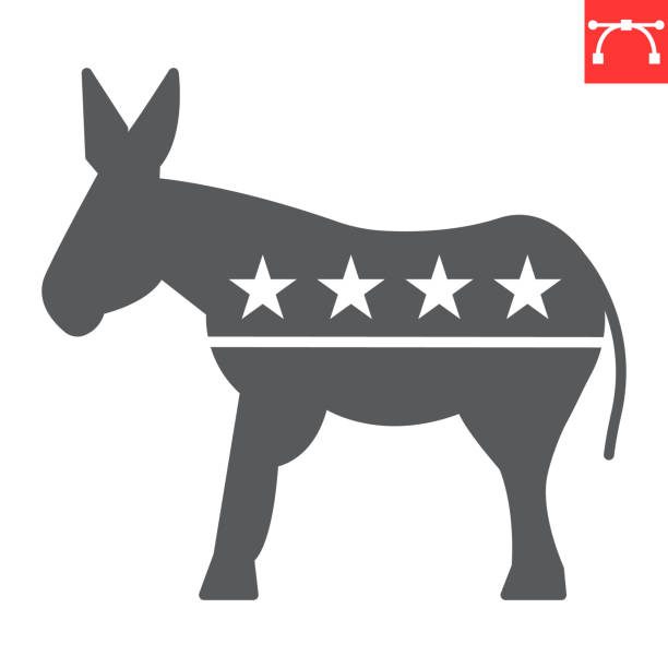 Democratic donkey glyph icon Democratic donkey glyph icon, election and politician, democratic donkey vector icon, vector graphics, editable stroke solid sign, eps 10. democratic party logo stock illustrations