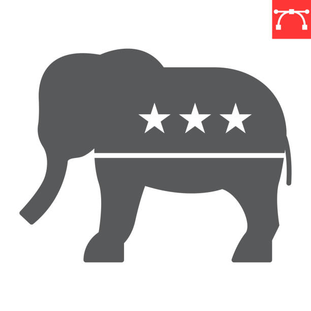 Republican elephant glyph icon Republican elephant glyph icon, election and politician, republican elephant vector icon, vector graphics, editable stroke solid sign, eps 10. republican elephant logo stock illustrations