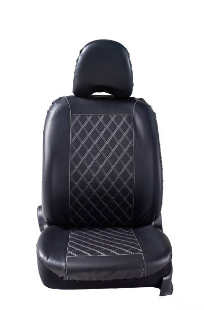 istock Black eco leather cover for car seat on isolated white background 2103237535