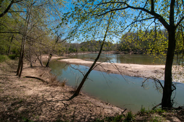 istock Castlewood SP - River Scene Trail in Spring - River & Sandbar Horizontal 2103240108