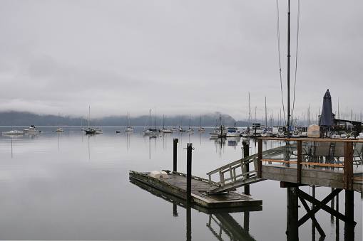 Cowichan Bay during a winter season on Vancouver Island in British Columbia, Canada.
