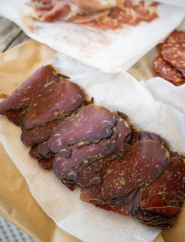 Charcuterie cuts with prosciutto, bresaola, salame and cheeses
