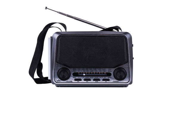 Vintage radio isolated on white background.