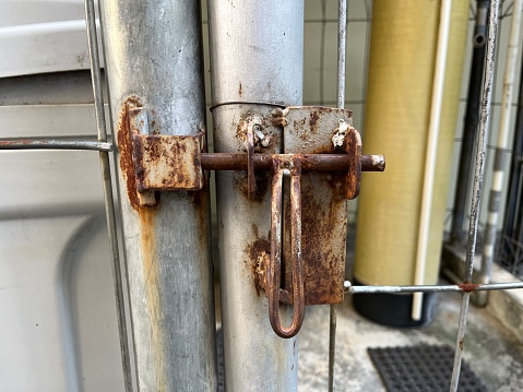 Rusty old fence lock