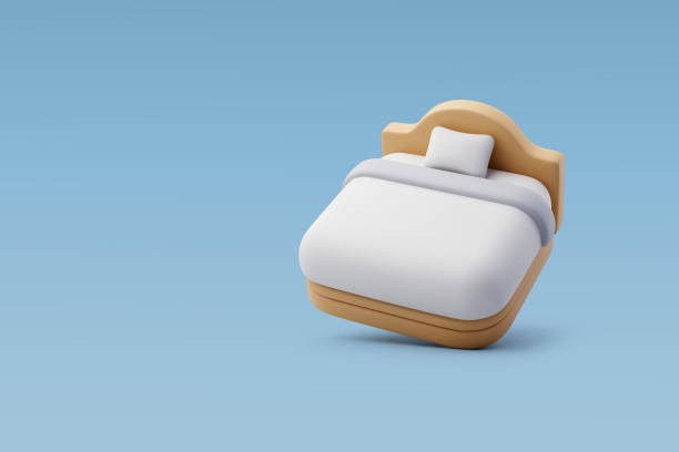 3d Vector Single wooden bed with white bedsheet, Furniture and hotel booking concept. 3d Vector Single wooden bed with white bedsheet, Furniture and hotel booking concept. Eps 10 Vector. bed frame stock illustrations