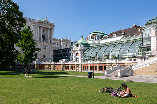 Vienna, Austria - June 19, 2023: Butterfly House in the Burggarten Park in Vienna