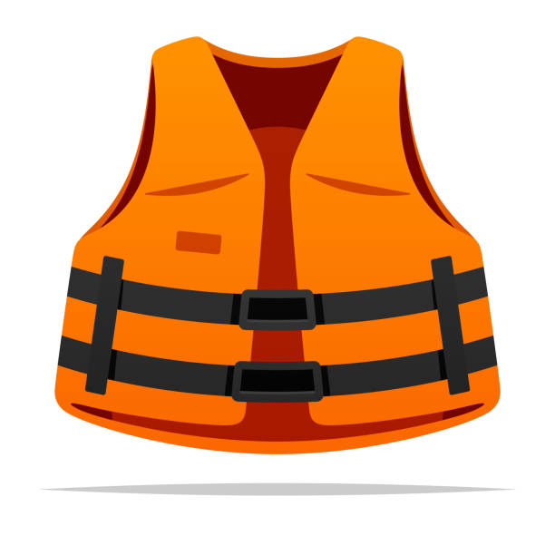 спасательный жилет векторная изолированная иллюстрация - life jacket isolated life belt nobody stock illustrations