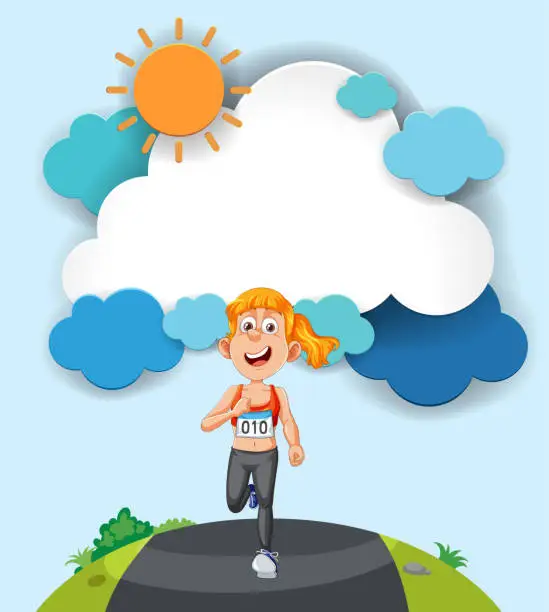 Vector illustration of Cheerful runner enjoying a sunny day outdoors