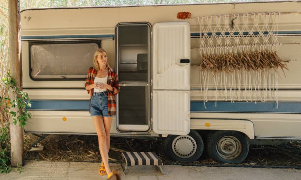 istock Woman in her camper van 2103391818
