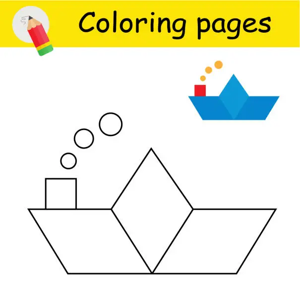 Vector illustration of Coloring book. Cartoon boat.