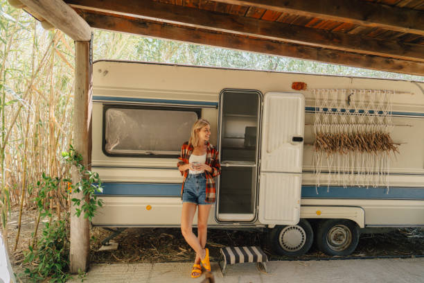istock Woman in her camper van 2103401568