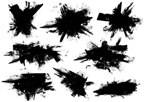 Vector illustration of Black distressed grunge paint textured vector illustrations