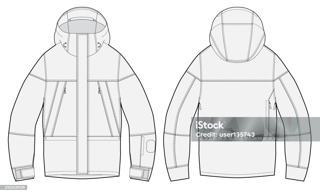 Shell Jacket Outline Technical Shell Jacket Vector Stock Illustration - Download Image Now ...
