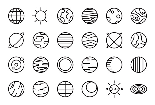 Set of planet icon collection.