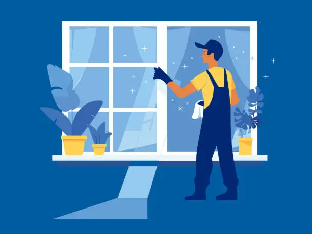 Vector illustration of Cleaning services vector illustration. Professional Cleaning and Housekeeping Services