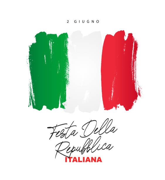 illustrazioni stock, clip art, cartoni animati e icone di tendenza di 2 giugno - festa della repubblica italiana - iscrizione in italiano. bandiera italiana, dipinta a mano con un pennello. festa della repubblica italiana. - festa della repubblica italia