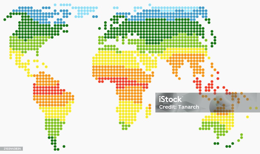 Circular Graphics. Map Colorful Circle Shape World Map On White Background Stock Illustration ...