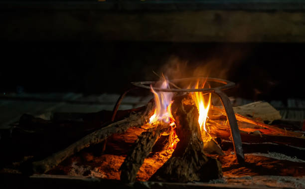 istock Bonfire built at the homestay 2103444359