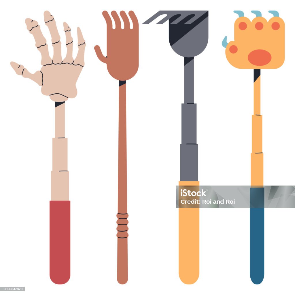 Back Scratch Sign Back Scratchers Vector Cartoon Set Isolated On A White Background Stock ...