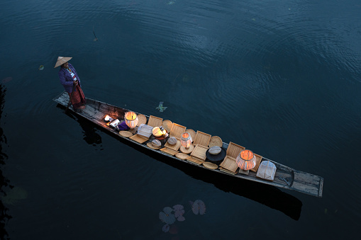 Floating market at the Inle lake in Shan State,Myanmar.